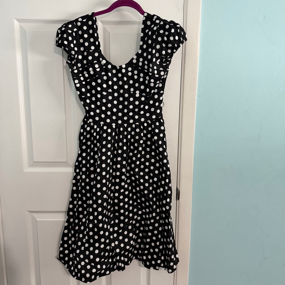 Sucrefas Polka Dot Midi A line Dress Black and White Size Small Vintage Retro